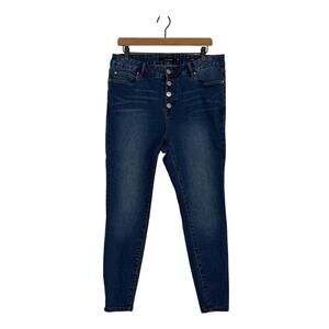 Tahari Amelia Skinny Jeans Womens Size 16W Blue Denim High‎ Rise Button Fly
